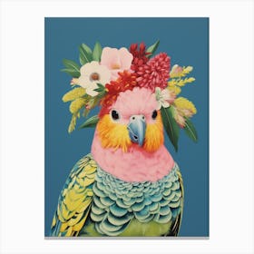 Bird With A Flower Crown Budgerigar 4 Canvas Print