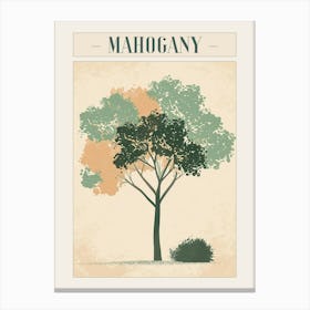 Mahogany Tree Minimal Japandi Illustration 2 Poster Canvas Print