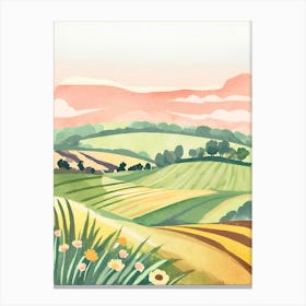 Watercolor Of A Field 5 Canvas Print