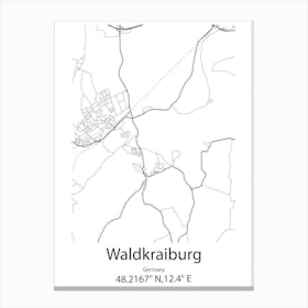 Waldkraiburg,Germany Minimalist Map Canvas Print