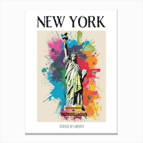 Statue Of Liberty New York Colourful Silkscreen Illustration 3 Poster Canvas Print