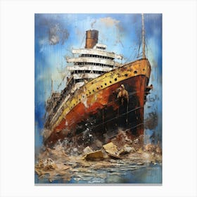 Titanic Ship Wreck Colourful Illustration 1 Canvas Print