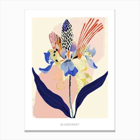 Colourful Flower Illustration Poster Bluebonnet 1 Canvas Print
