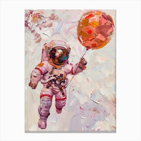 Astronaut Flying A Balloon Canvas Print