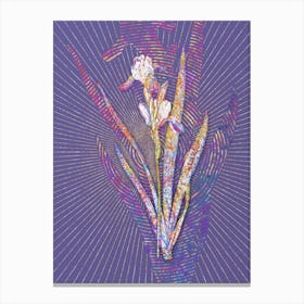 Geometric Tall Bearded Iris Mosaic Botanical Art on Veri Peri 1 Canvas Print