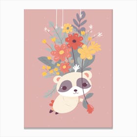 Cute Kawaii Flower Bouquet With A Hanging Possum 1 Canvas Print