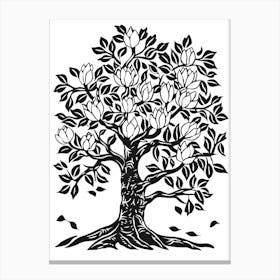 Magnolia Tree Simple Geometric Nature Stencil 4 Canvas Print