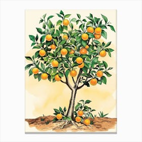 Orange Tree Storybook Illustration 2 Canvas Print
