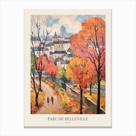 Autumn City Park Painting Parc De Belleville Paris France 3 Poster Canvas Print