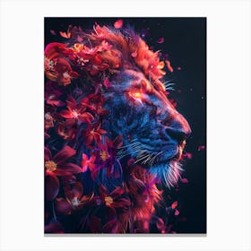 Lion With Flowers 18 Canvas Print