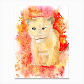 Lion Cub Splash Canvas Print