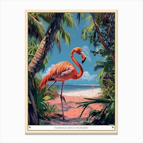 Greater Flamingo Flamingo Beach Bonaire Tropical Illustration 1 Poster Canvas Print