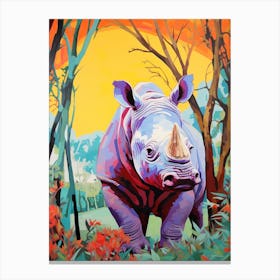 Rhino In The Wild Colour Burst 2 Canvas Print