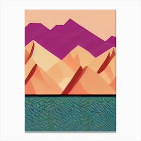 Purple Mountains Dusk Wood Block Peach Neutral Tones Canvas Print