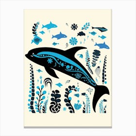 Kitsch Orca Whale Fish Pattern 1 Canvas Print