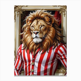 Lion In Striped Shirt Canvas Print