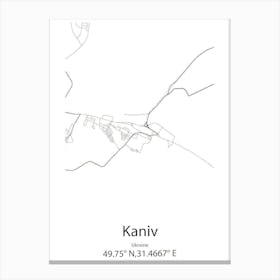 Kaniv,Ukraine Minimalist Map Stampe su tela