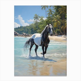 A Horse Oil Painting In Anse Source D Argent, Seychelles, Portrait 3 Canvas Print