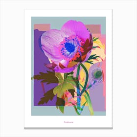 Anemone 1 Neon Flower Collage Poster Canvas Print