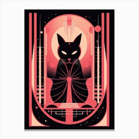 The High Priestess Tarot Card, Black Cat In Pink 3 Canvas Print