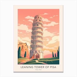 Leaning Tower Of Pisa Italy Travel Poster Canvas Print