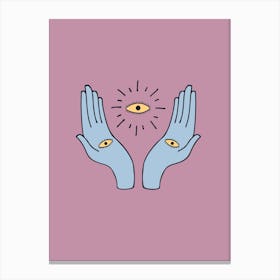 Mystic Illustration: Two Hands With An Eye Canvas Print