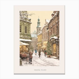 Vintage Winter Poster Krakow Poland 1 Canvas Print