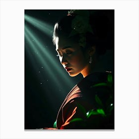 Geisha In Sun Light - Diverse Art Illustration 55 Canvas Print