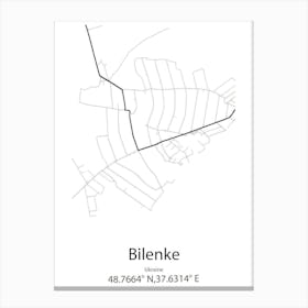 Bilenke,Ukraine Minimalist Map Canvas Print