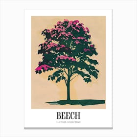 Beech Tree Colourful Illustration 1 Poster Canvas Print