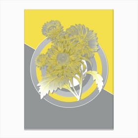 Vintage China Aster Botanical Geometric Art in Yellow and Gray n.003 Canvas Print