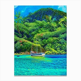 Providencia Island Colombia Pointillism Style Tropical Destination Canvas Print