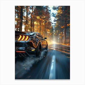 Ford Mustang In The Forest Canvas Print
