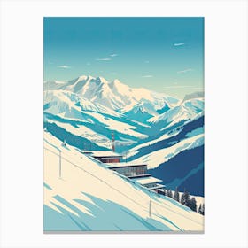 Zell Am See   Kaprun   Austria, Ski Resort Illustration 3 Simple Style Canvas Print