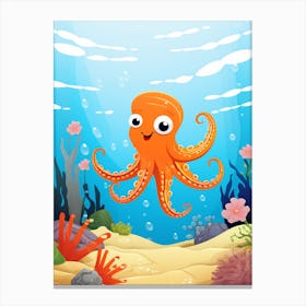 Day Octopus Flat Kids Illustration 2 Canvas Print