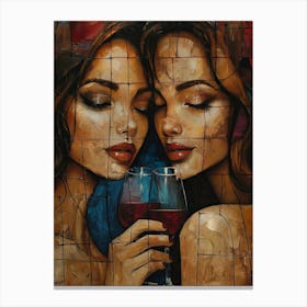 Two Women Drinking Wine 6 Canvas Print