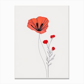 Poppy Floral Minimal Line Drawing 2 Flower Canvas Print