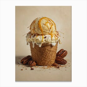 Ice Cream Cone With Pecans Canvas Print