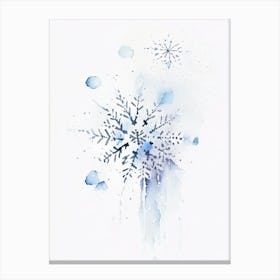 Unique, Snowflakes, Minimalist Watercolour 4 Canvas Print