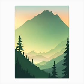 Misty Mountains Vertical Composition In Green Tone 14 Canvas Print