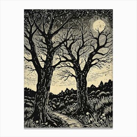 Two Trees At Night Canvas Print