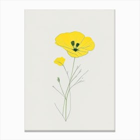 Buttercup Floral Minimal Line Drawing 1 Flower Canvas Print
