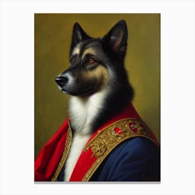 Norwegian Elkhound Renaissance Portrait Oil Painting Canvas Print