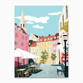 Oslo, Norway, Flat Pastels Tones Illustration 3 Canvas Print