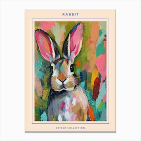 Kitsch Rabbit Brushstrokes 3 Poster Canvas Print
