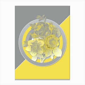 Vintage Anemone Rose Botanical Geometric Art in Yellow and Gray n.217 Canvas Print