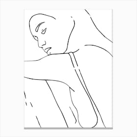 Woman Outline Black And White Canvas Print