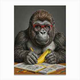 Gorilla In Glasses 2 Canvas Print