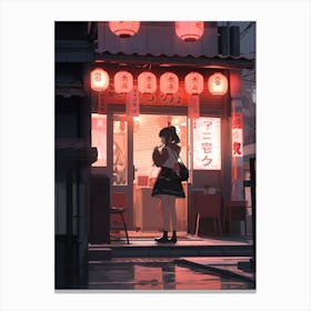 Girl At Night Canvas Print