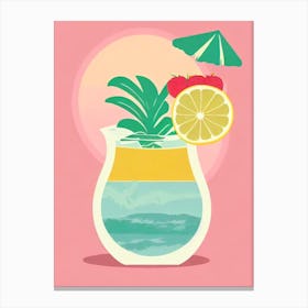 Tom Collins Retro Pink Cocktail Poster Canvas Print